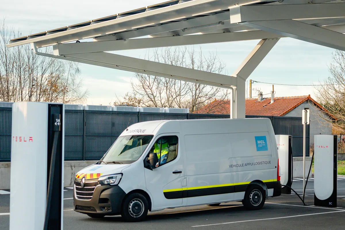 What is this diesel van doing occupying two Tesla charging stalls?